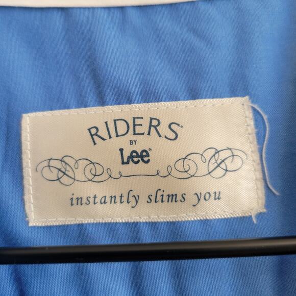Riders by Lee Womens Sz XXL Cotton Blend Button Up Blouse Light Blue - Picture 2 of 4
